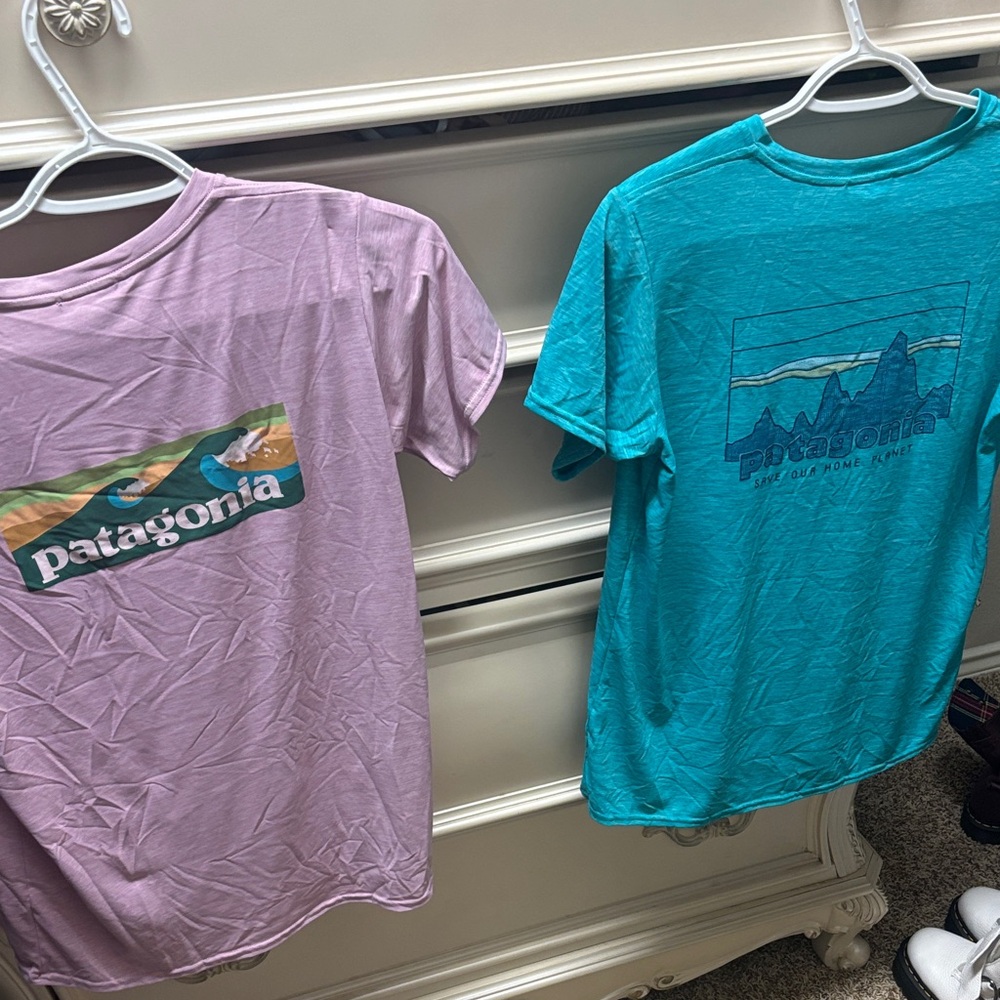 Patagonia Womens Short Sleeve Tees - Lavender and Teal